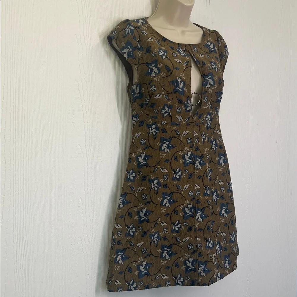 Free People - Say Yes Textured Colorful Keyhole Short Sleeve Mini Dress Size 6